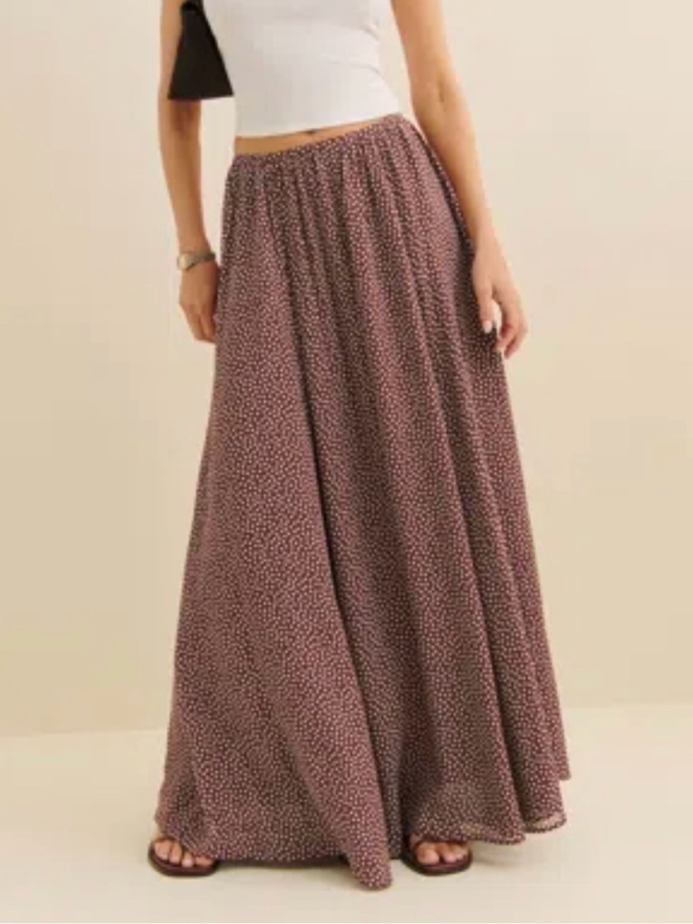 NWT Reformation Gemma skirt in choco dot